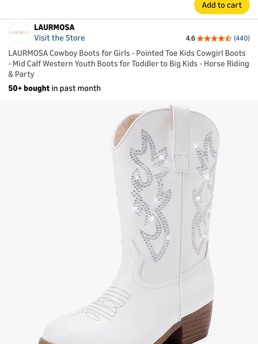 Girls size 2 white cowgirl boots never worn - Picture 4 of 4